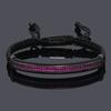 Luxury Punk CZ Bar Braided Man Bracelets For Women Handmade Jewelry Gift