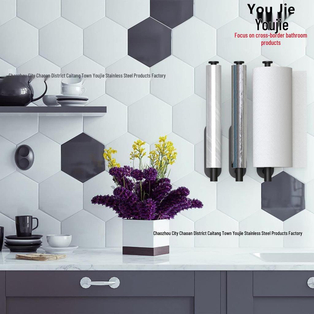 Retractable Adhesive Tissue Holder for Kitchen & Bathroom - Punch-Free Installation