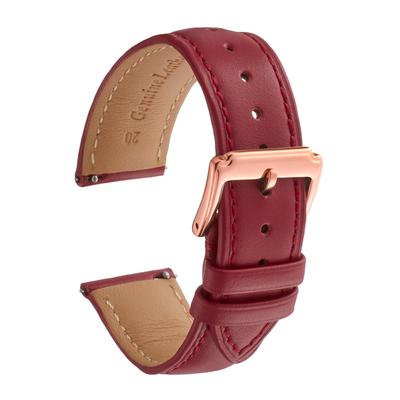Calum Watch Strap Genuine Leather Smooth Leather Quick Release Watch Smart Watch Band 12mm 24mm Red X Rose - (19mm, Buckle)
