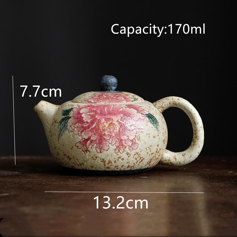 Chinese Traditional Handmade Flowers Ceramic Teapot Tea Pot Beauty Tea Infuser Kettle Travel Portable Tea Set Household Teaware