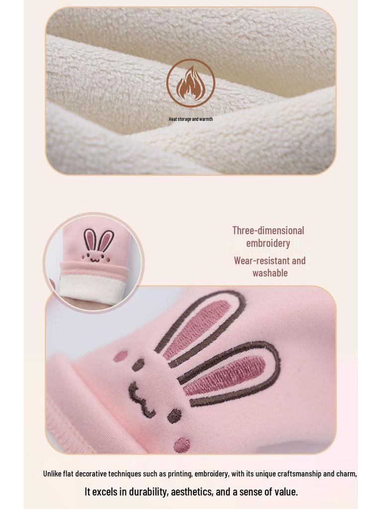 Girls' Fleece-Lined Winter Leggings - Cartoon Design, Warm & Elastic Pants