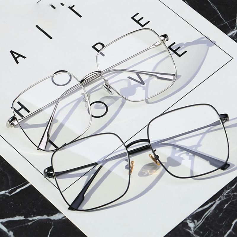 Big Frame Square Myopia Women Diopter Eyeglasses Metal Black Nearsighted Eyeglasses Prescription 0 -0.5 -0.75 To -6.0