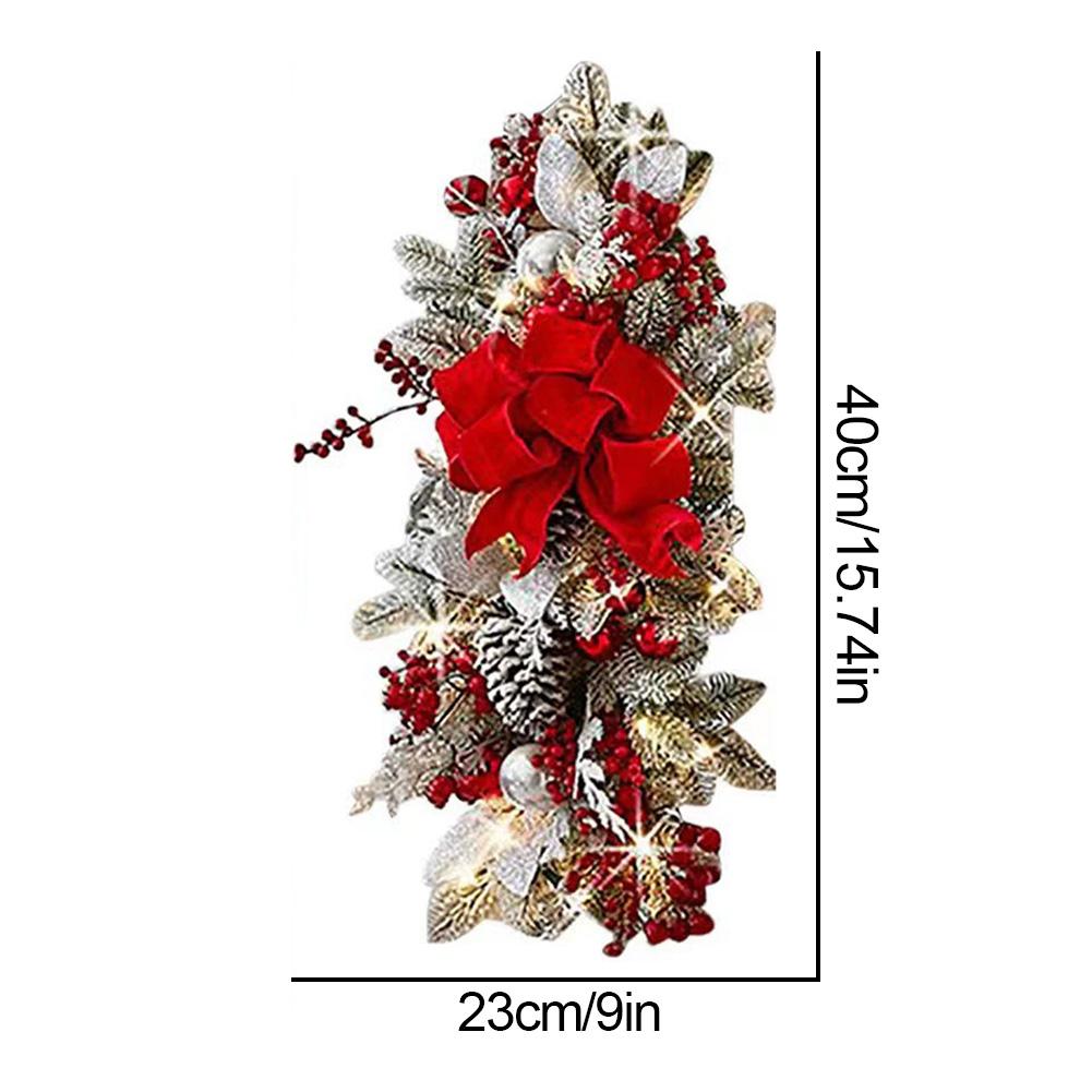 Christmas Swags Staircase Decor Trees Garland for Stairs Christmas Garland with Lights with Red Bows Stairway Swag Door Decor