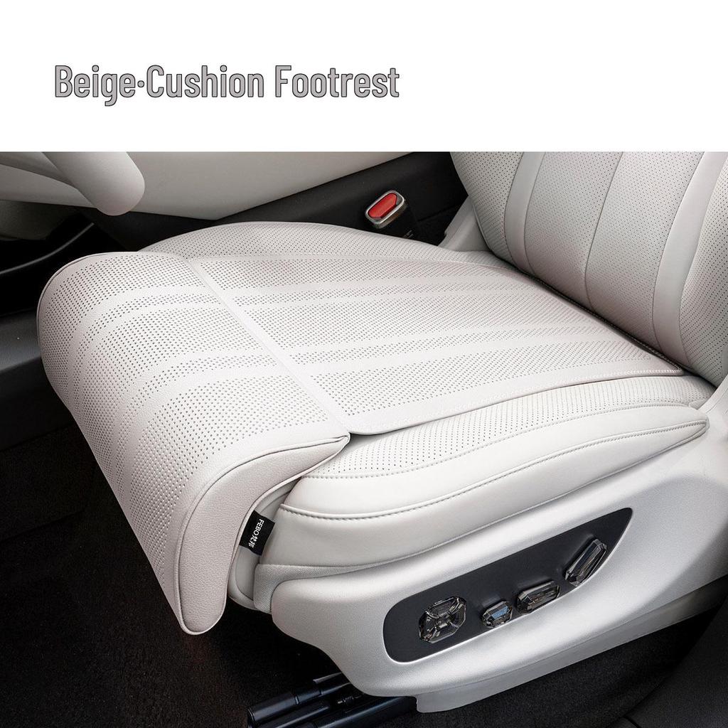 Premium Nappa Leather Car Seat Leg Rest Extension Cushion - Breathable Driver & Passenger Support