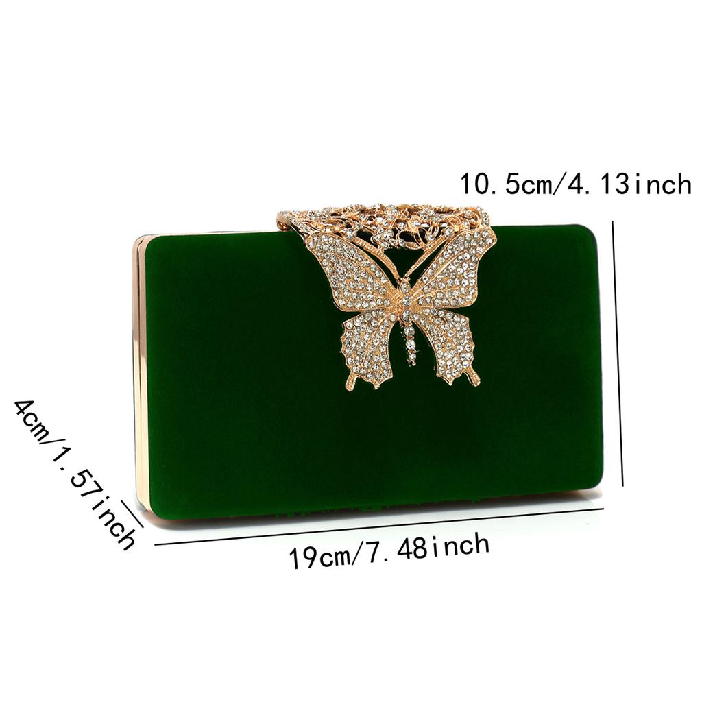 Women Evening Bags Butterfly Golden Day Clutch Rhinestones Shoulder Chain Party Holder Handbags For Fashion Lady Purse