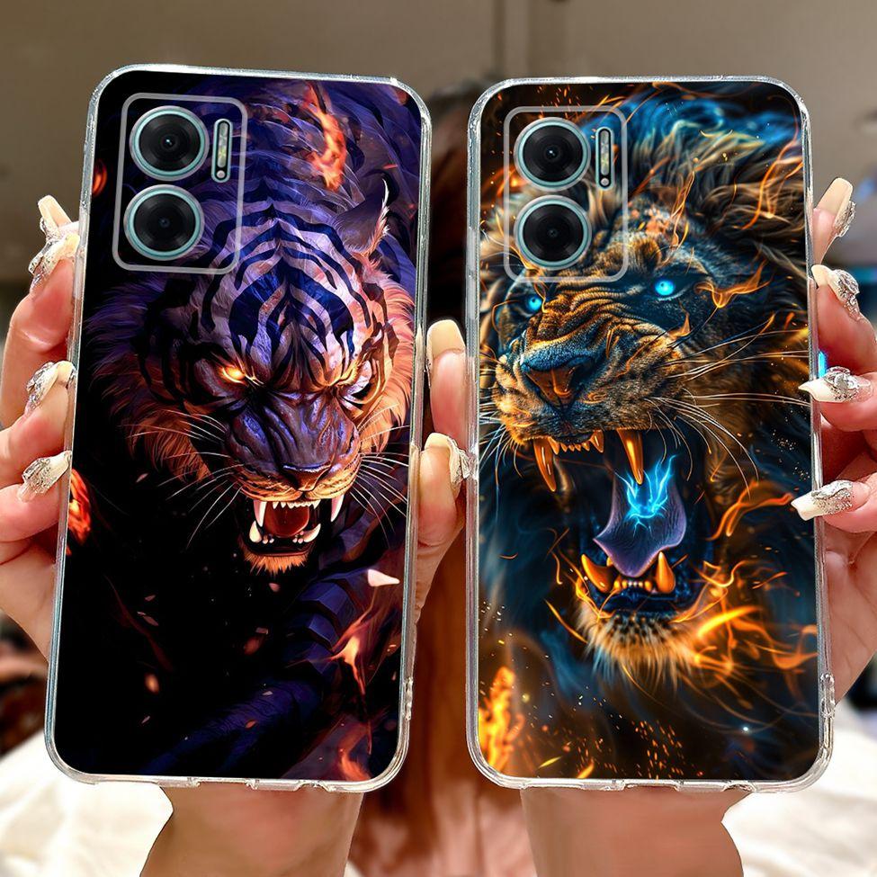 Clear For Redmi 10 5G 2022 Case Cover Luxury Butterfly Love Fashion Flowers Cool Lion Painted Casing 22041219G 22041219NY