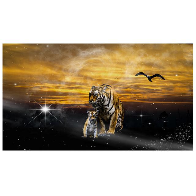

Тигр Мать и дитя на закате Холст Картина Искусство Плакаты Настенная картина и принты для украшения гостиной Без рамки 21*30cm
