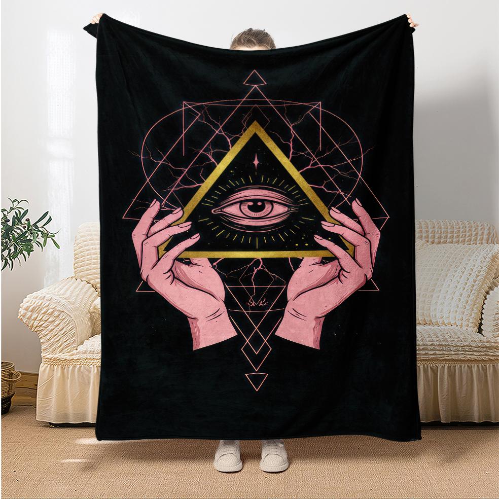 The Eye of The Demon Flannel Thin Blanket Soft Warm Blanket for Bedroom Living Room Bed Travel Camping Picnic Gift Customizable