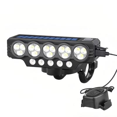 Solar Scheinwerfer – Fahrradlicht, USB-Ladelampe | Outdoor-Nachtfahrzubehör mit Fern- und Abblendlicht, eingebauter Lautsprecher für Mountainbike