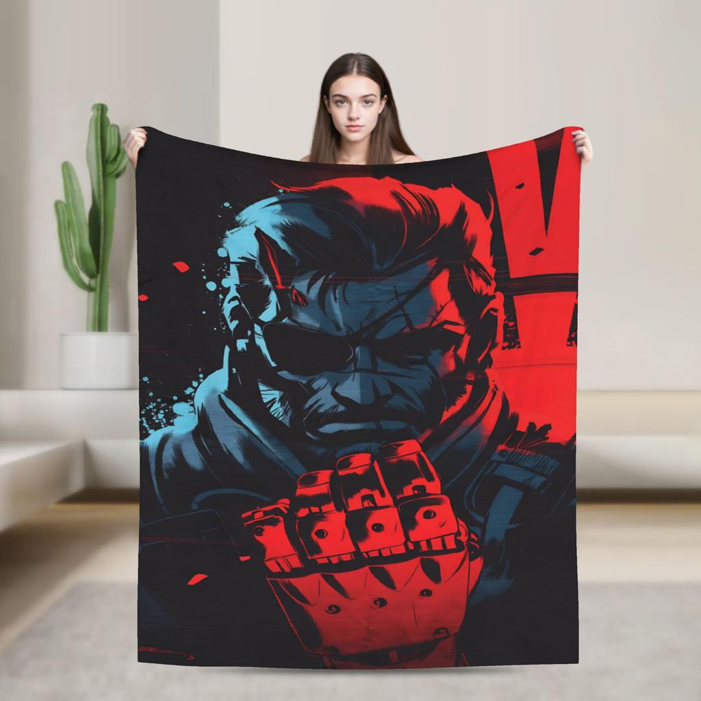 Metal Gear Solid Green Soldier Game Super Soft Blankets Travel Plush Throw Blanket Funny Home Decor Flannel Bedspread Bed Cover
