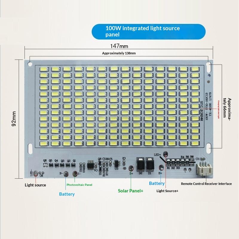 1Pcs 25/40/60/100/200W Led Solar Light Board White Light High Brightness Light Source Panel With Remote Controller