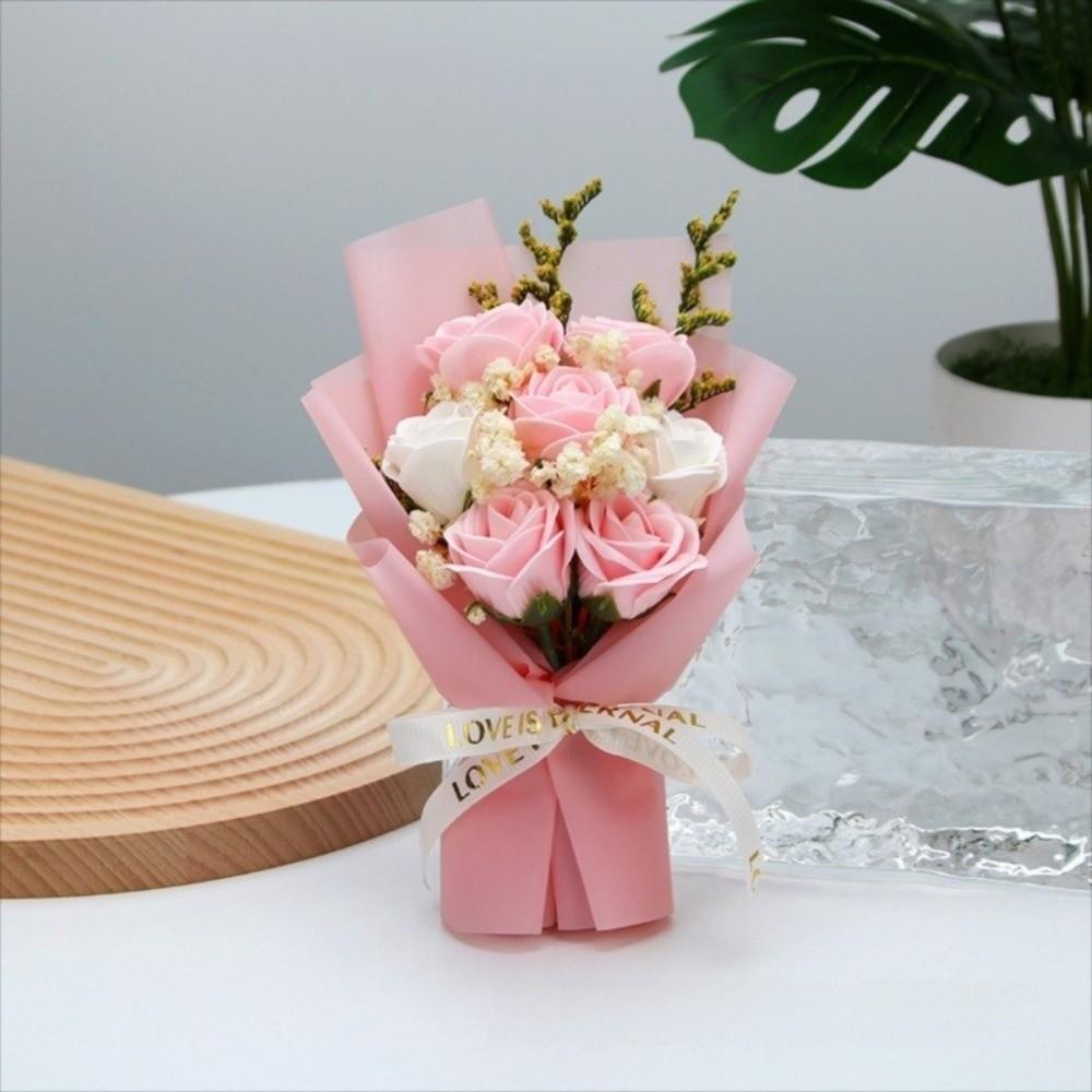7 Heads Artificial Flower Bouquet Flower Arrangement Realistic Details Soap Flower Bouquet Table Centerpieces Mini Bouquet
