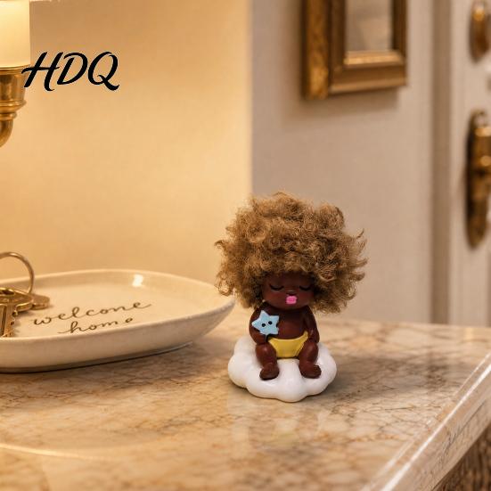 Reliable Companion Toy Mini Doll Figurine Small Resin Little Baby Desktop Warm Appearance Ornament for Car Dashboard Home Office Desk Shelf Decor