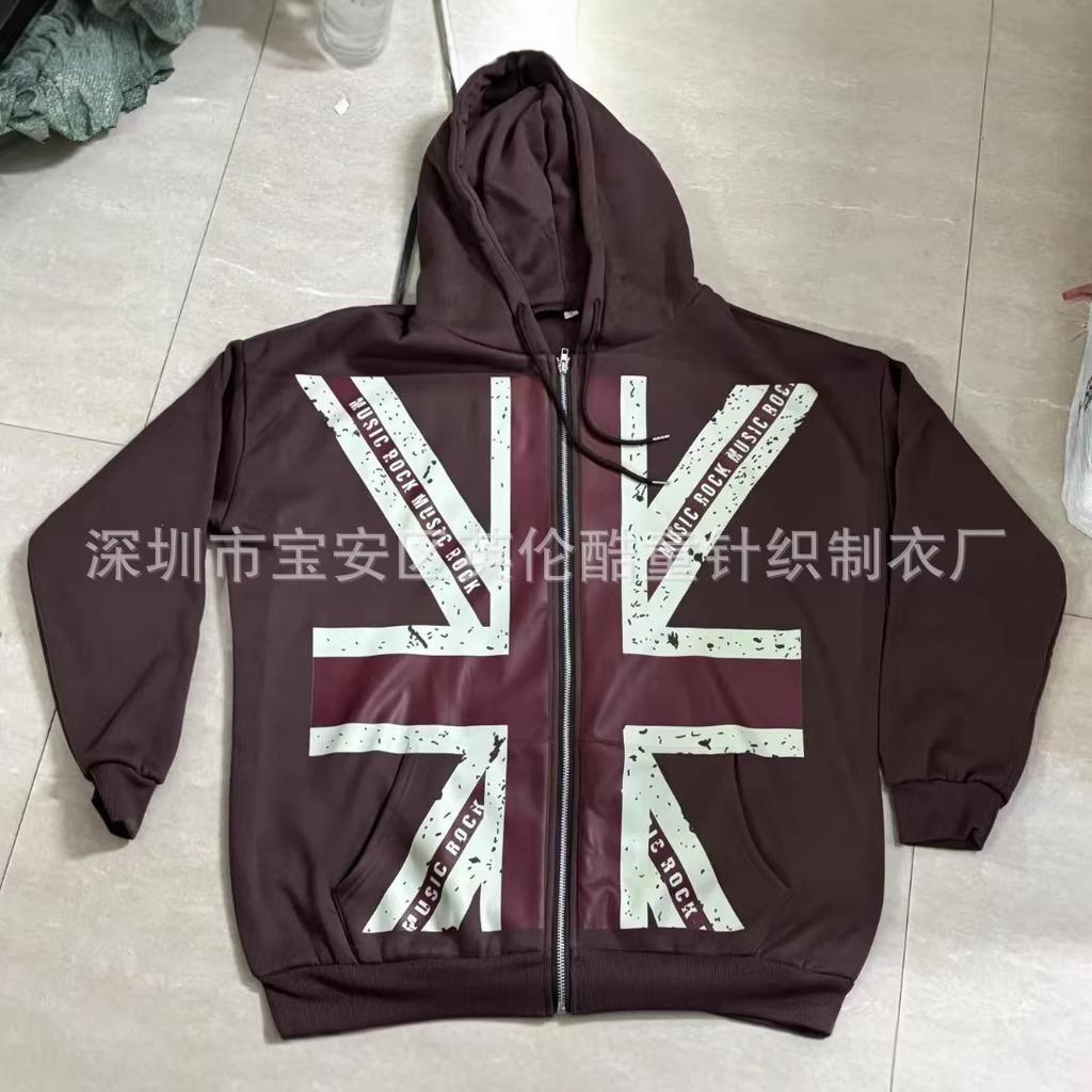 Rice rack zipper hoodie Y2K gothic retro hip-hop hoodie Harajuku sweater outer wear hot