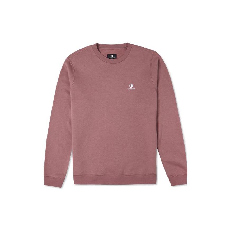 Converse Go-To Embroidered Star Chevron Brushed Back Fleece Crew Sweatshirt Asia Sizing Maroon Men s 10024510-A05 XL