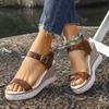 2025 Sommermode Damen Keilabsatz Sandalen Braun Schnallenriemen Plateau Sandalias Mujer Dicke Sohle Rutschfest Strandschuhe Frau