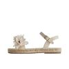 Floral Applique Espadrille Flat Sandals Beige Womens 2622530002