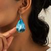 Boho Style Aurora Borealis Teardrop Earrings, Blue-Green PU Leather Earrings, Fashion Earrings, Elegant Earrings Party Earrings