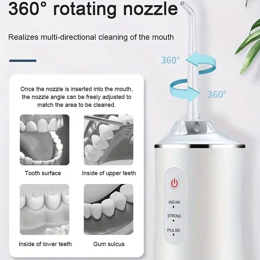Oral Irrigator Portable Dental Water Flosser USB Rechargeable Water Jet Floss Tooth Pick 4 Jet Tip 220ml 3 Modes Teeth Cleaner