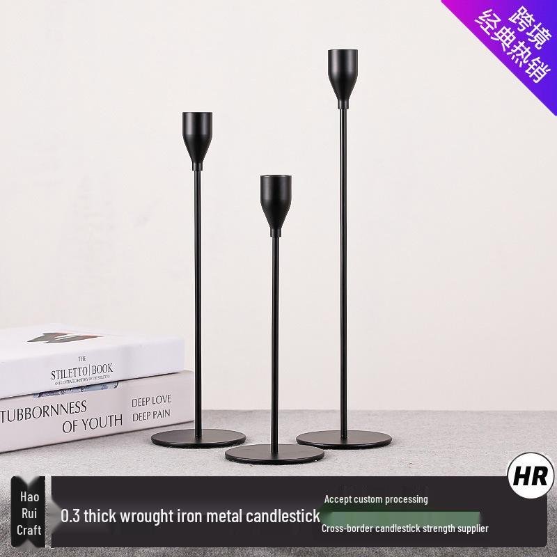 Golden Iron Candlestick Ornament for Romantic Candlelight Dinners - Creative Home Decoration Handicraft