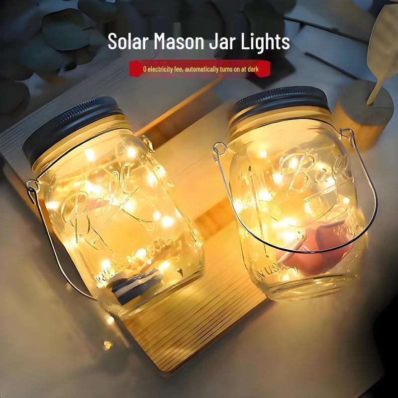 Waterproof Solar Mason Jar Lamp: Outdoor Hanging Tree Light for Night Markets, Garden, and Courtyard Decoration