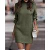 Fall Winter New Women's Turtleneck Long Sleeve Knit Sweater Dress, European American Style Casual Outerwear