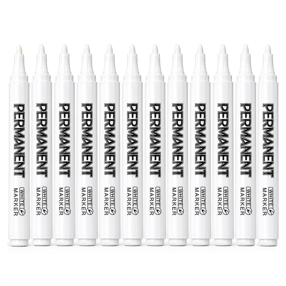2/3/5/8/10/12 Pcs White Permanent Paint Markers Waterproof Fade-Resistant Quick Dry Tire Ceramic Fabric Art Industrial Marking