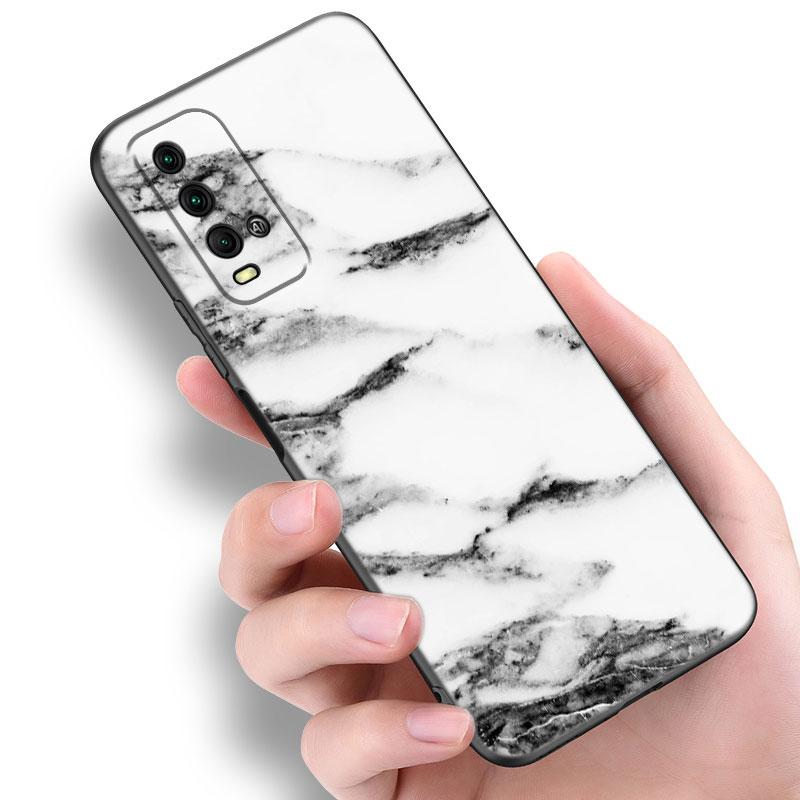 Black and White Marble Phone Case For Xiaomi Redmi Note 5 6 9T K20 K40 K50 Pro 7A 8A 9A 9C 9i 10A 10C A1 S2 Soft TPU Black Cover