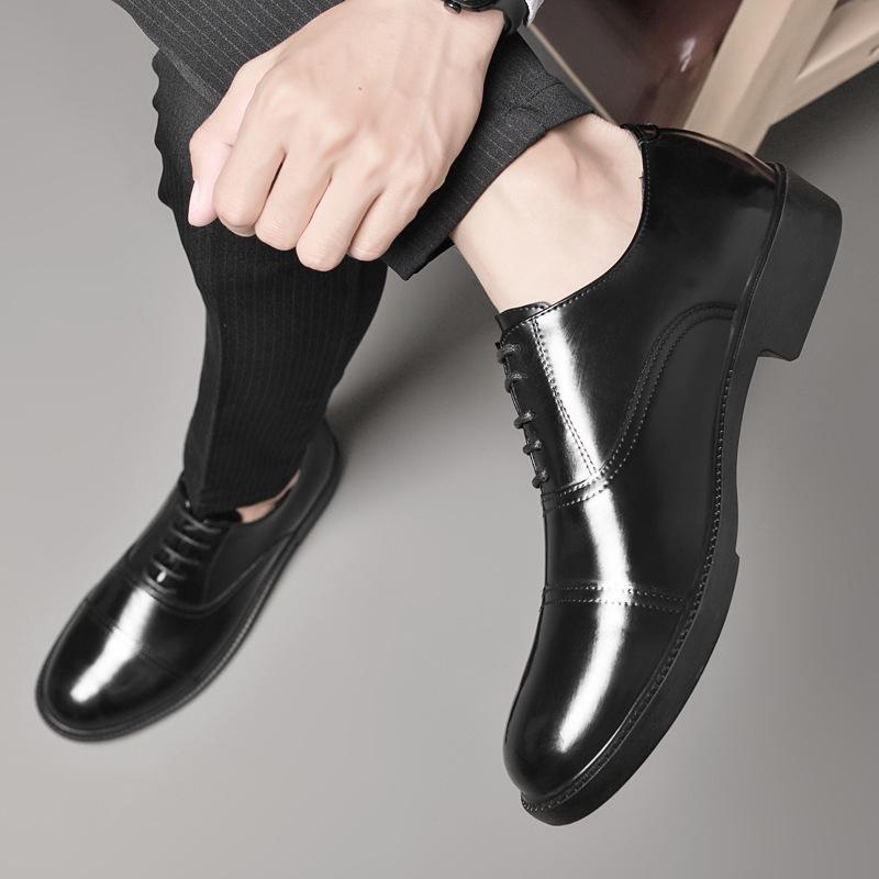 Men's Shoes 2025 Summer New High-end Men's Gentleman's Style Retro Fashion Glossy Lace-up Formal Business Leather Shoes Trend