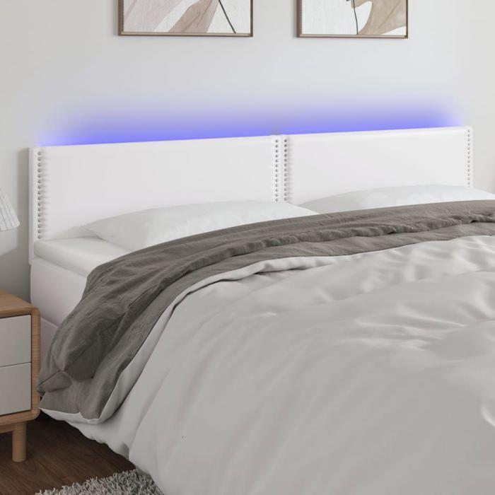 VidaXL Tête de Lit à LED Meuble de Chambre à Coucher Accessoire de Lit Double Tête de Cadre de Lit Intérieur Blanc 3121575