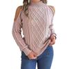 Women's Knitted Sweater Autumn/Winter Top Casual Cable-Knit Off-Shoulder Half-High Neck Long-Sleeved Pullover Women's Wear