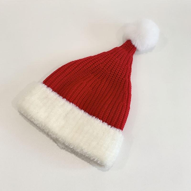 Stylish Knitted Santa Hat Cute Christmas Beanie for Children Soft & Comfortable Winter Headwear Lightweight Hat Wools