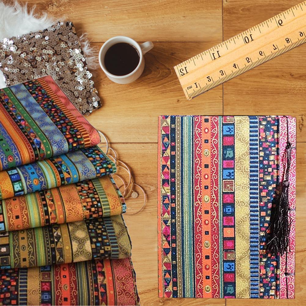 5 Pcs/set Colored  Printing  Fabrics Ethnic Style Pattern Striped Bronzing Handmade Patchwork Set Soft Breathable Diy Printed Cloth
