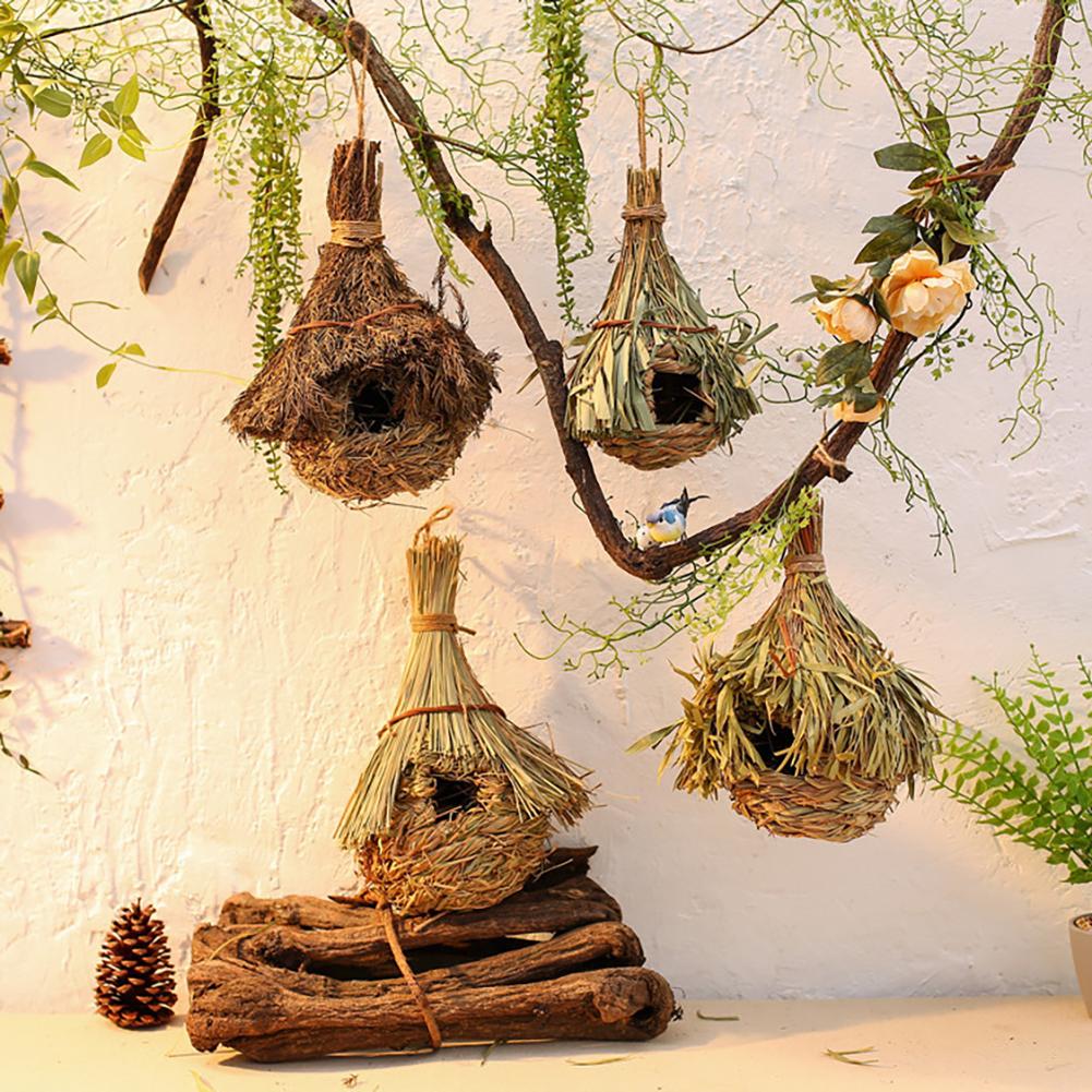 Pet Hanging Birds Nest Outdoor Hand-weaved Decorative Bird House Bird Cage Shelter For Garden Decoration