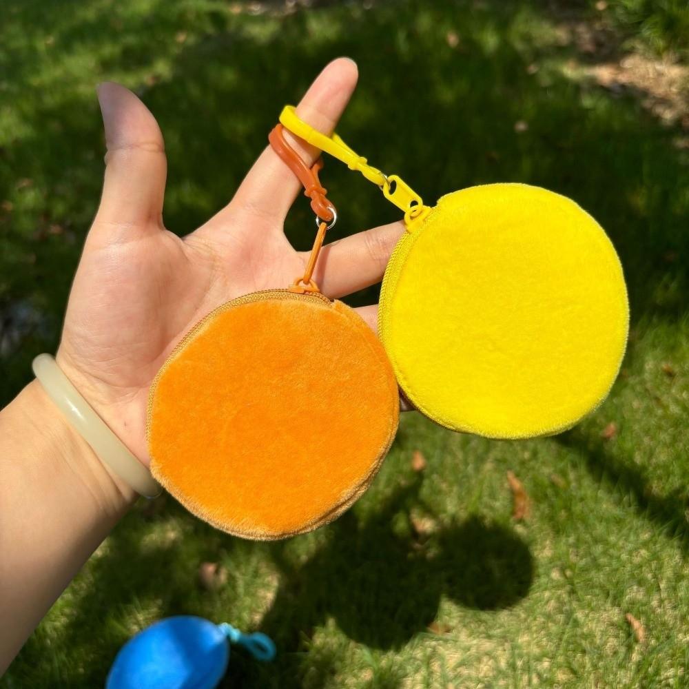 Round Shape ID Card Bag Solid Color Keychain Wallet Fashion Coin Purse  Gift