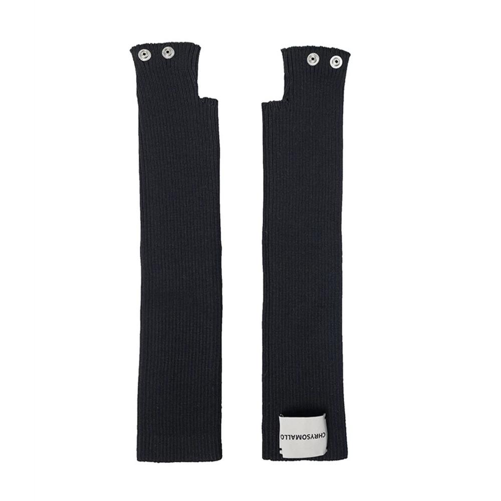 

Metal Rivet Techwear Hip Hop Punk Fingerless Gloves Men Women Wool Cashmere Kniitted Long Gloves Arm Warmers чёрный