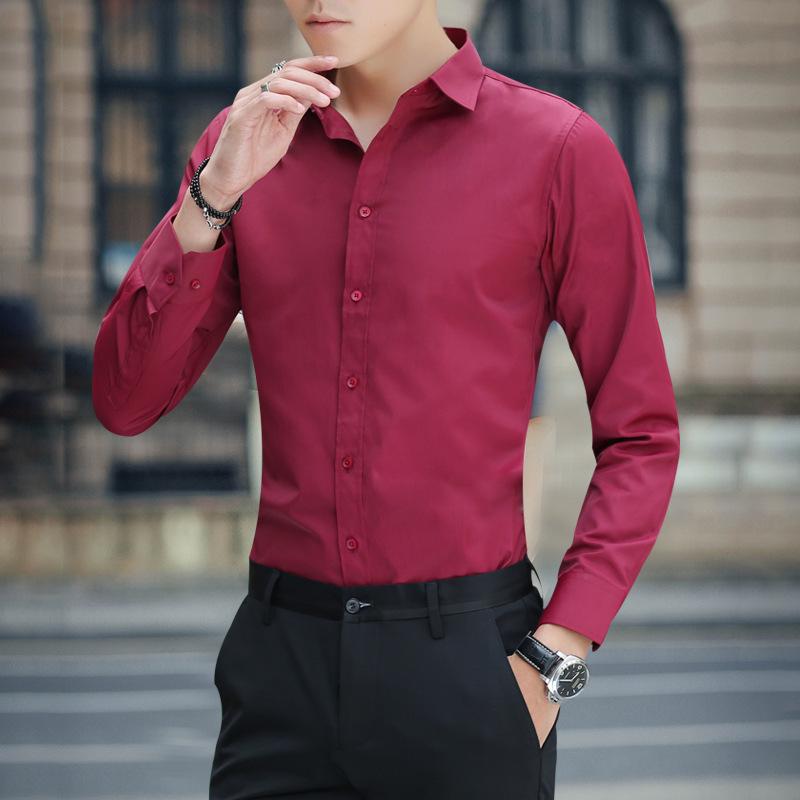 Men's Slim Fit Non-Iron Long Sleeve White Dress Shirt