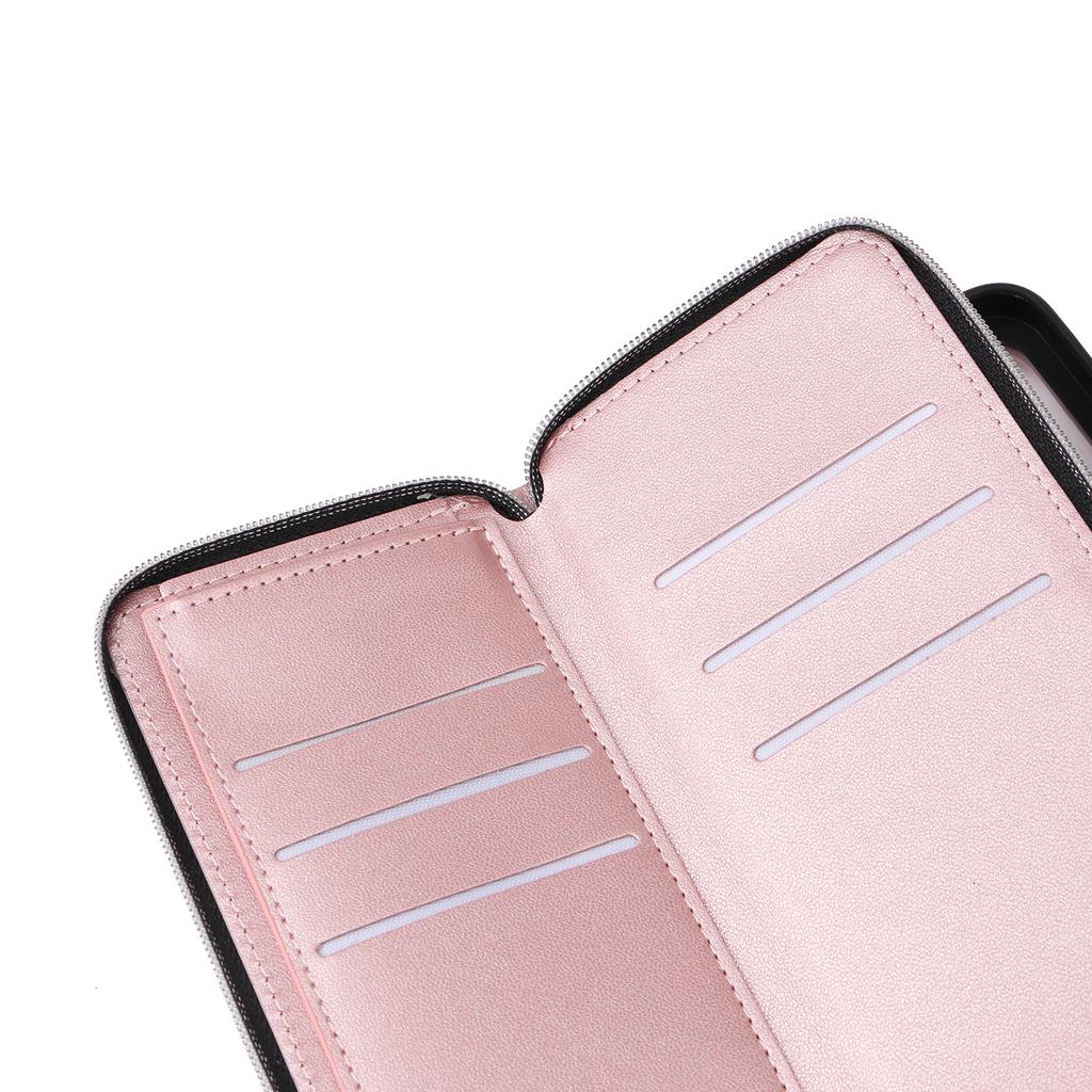 R20 For Samsung Galaxy S23+ Case Zipper Pocket Leather Phone Cover with 9 Card Slots
