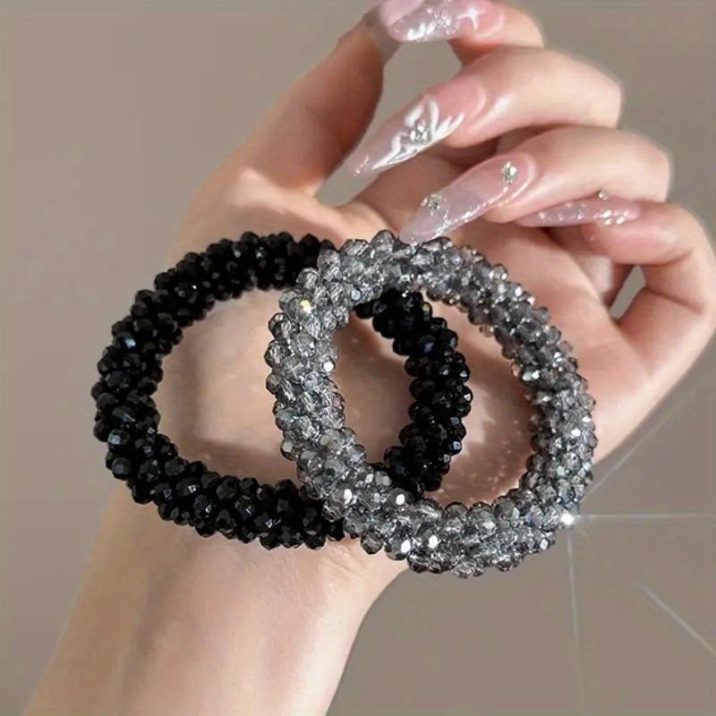 Anello per Capelli con Diamanti Completi di Alta Qualità per Donna Corda per Capelli Versatile ad Alta Elasticità Accessori per Capelli per Coda di Cavallo Alta
