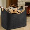 Firewood Bag with Wooden Handles Large Capacity Water Resistant Foldable Design Firewood Holder Portable Log Carrier Tote Bag