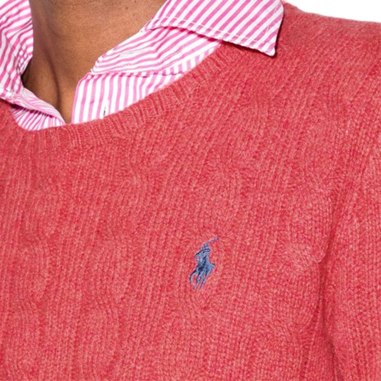 Polo Ralph Lauren FW21 Logo Solid Color Crew Neck Wool Sweater Women Sweater Red 211525764-051