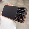 Plating Leather Texture Camera Lens Protection Phone Case For iPhone 13 14 15 16 17 Pro Max AIr Shockproof Slim Hard PC Cover
