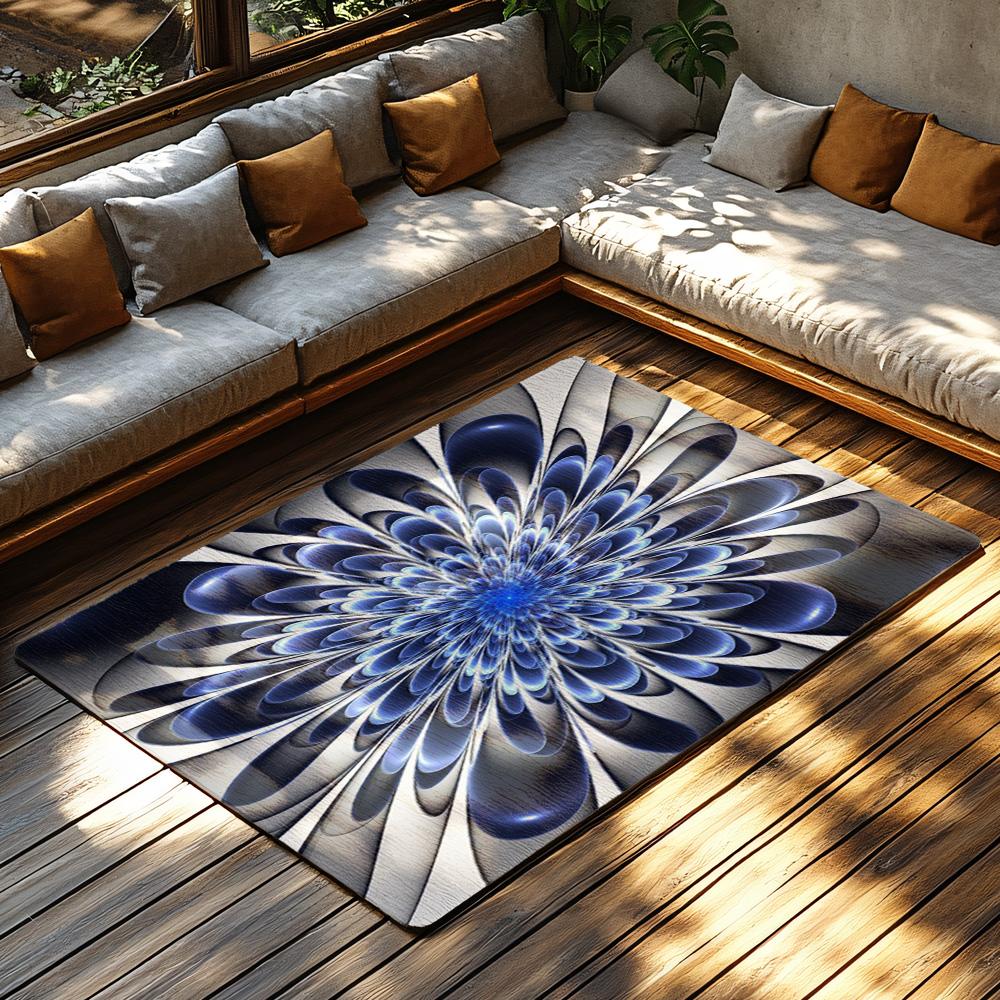 Tuniu Psychedelic Abstract Flower Rug, Modern Living Room Carpet, Bedroom Area Rug, Non-Slip Floor Mat, Decorative Home Decor