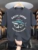 SALTY CREW Squalo - T-shirt estiva da uomo a maniche corte, girocollo, 100% cotone, stampata.