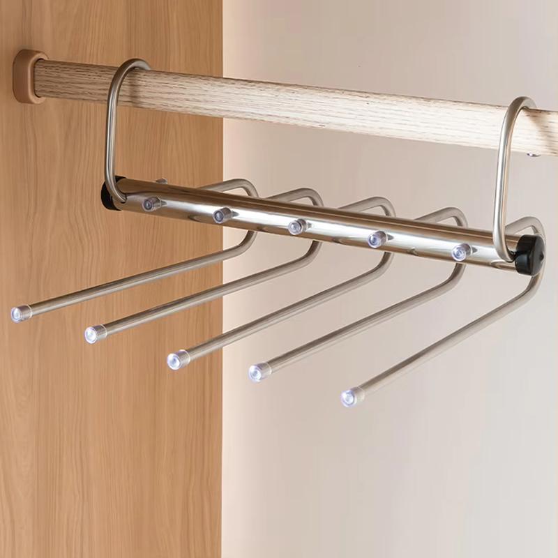 1 Pcs Stainless Steel Magic Pants Hangers 5/9 Layer Space-Saving Closet Organisers for Jeans Trousers Scarves Multi-Clothes Rack