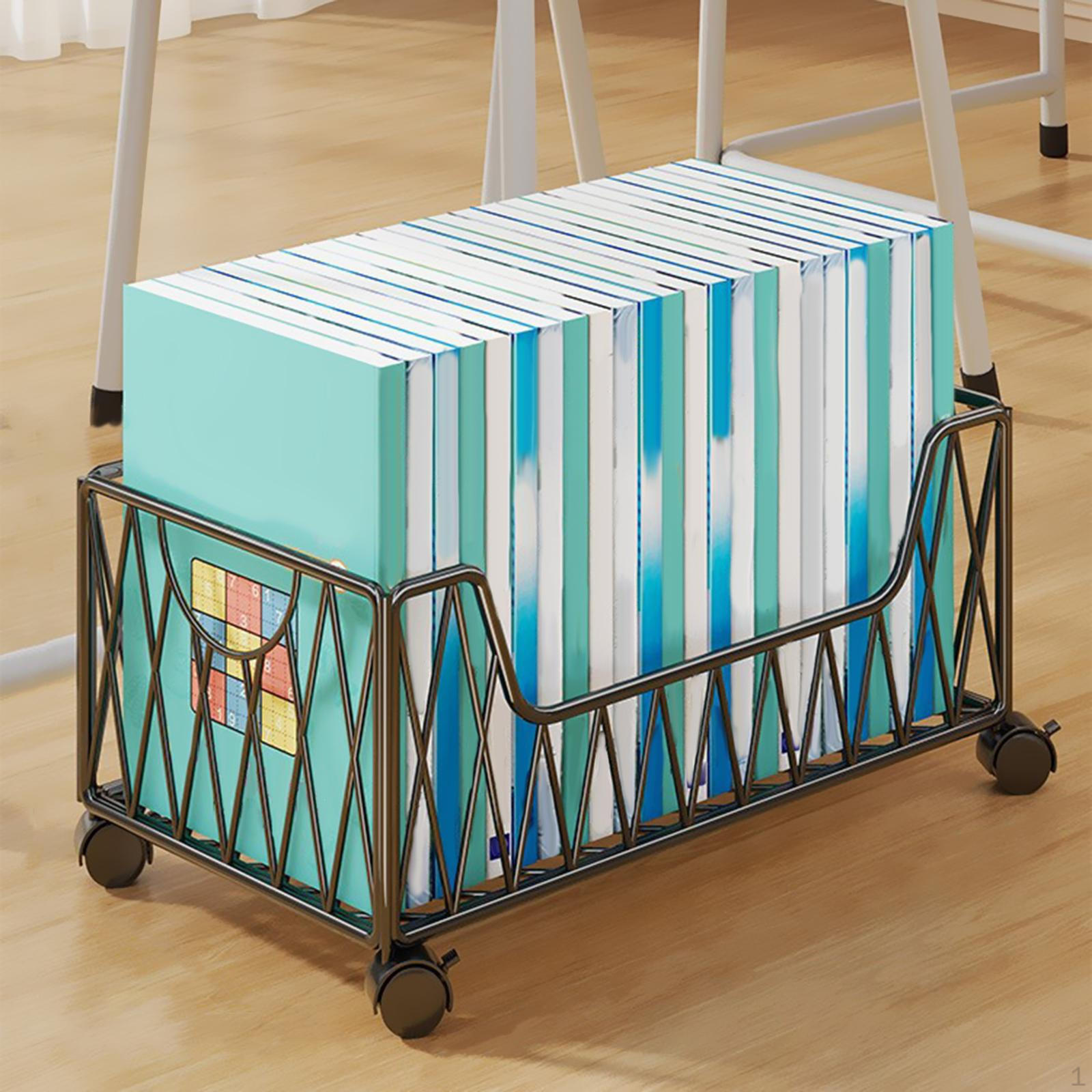 

Передвижная хозяйственная тележка Подвижный книжный шкаф на колесах Практичный органайзер для файлов Контейнер для хранения книг для M чёрный