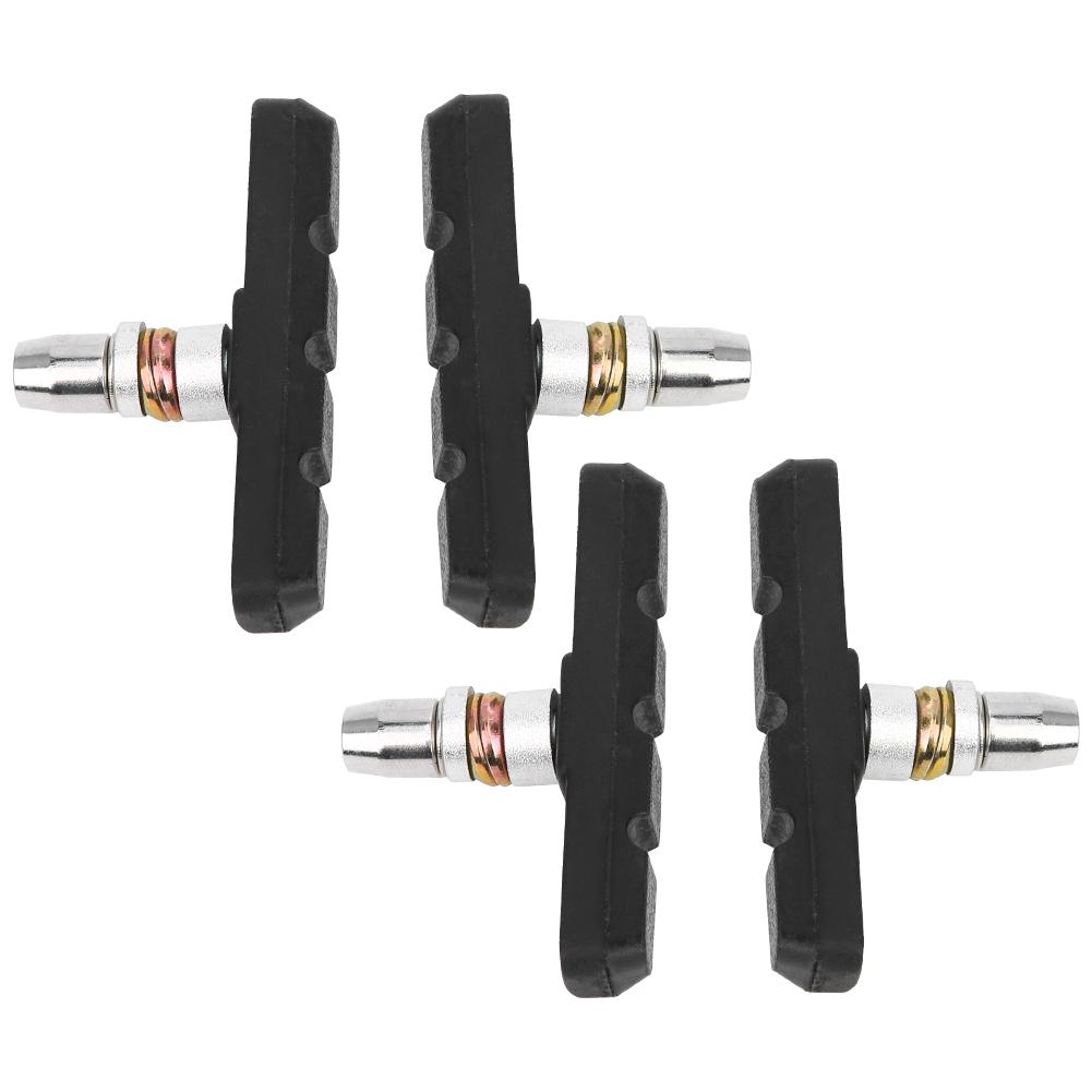 2Pair Mountain Bike V Brake Pad Road Bicycle Fixed Gear Rubber Brake Lining Silent Black