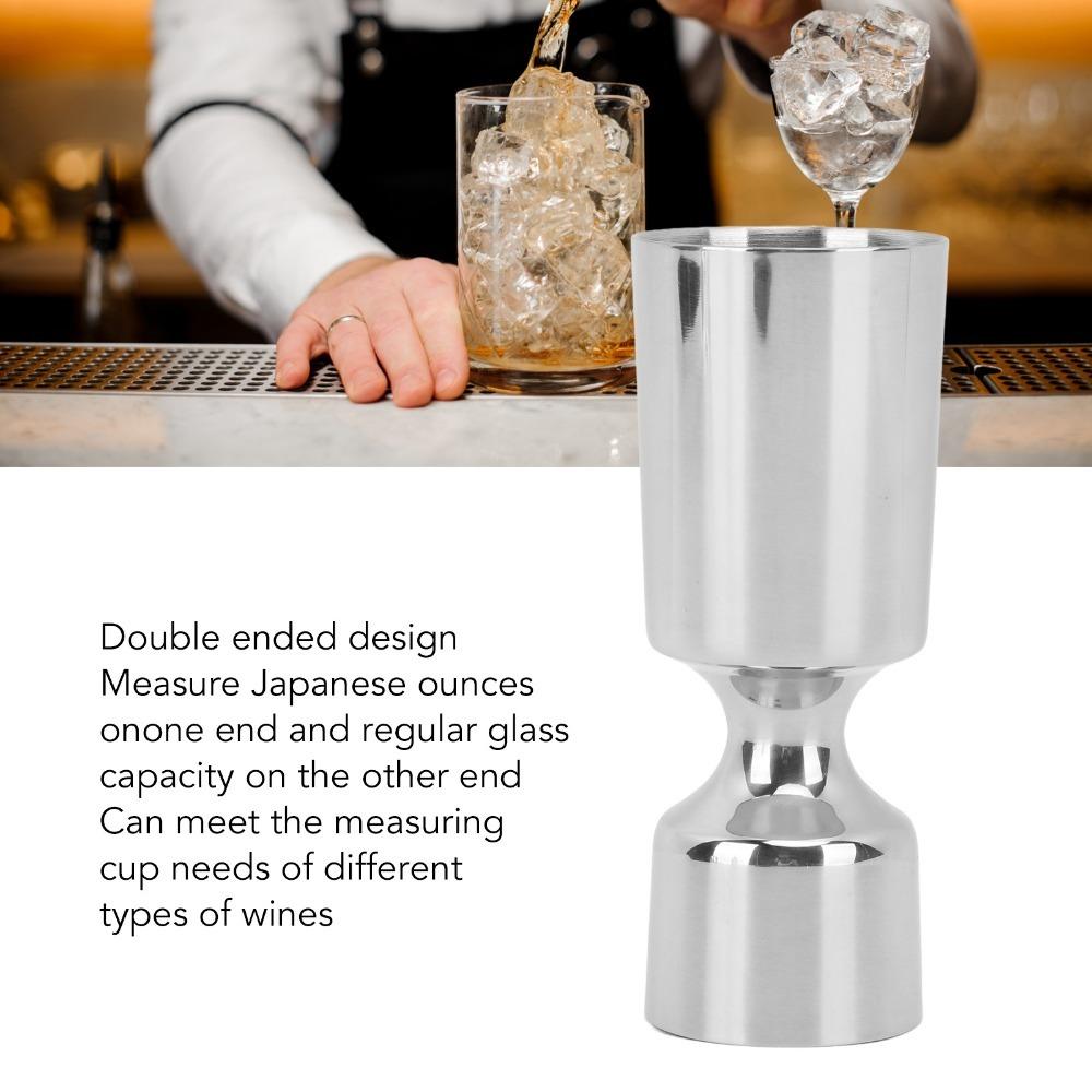 Dual Ounce Scales Double Head Measuring Cup Clear Scale Stainless Steel Jigger Bar Tool Pourer Bar
