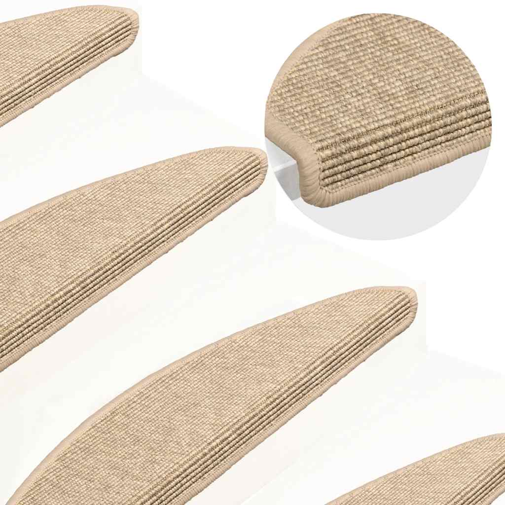Stair Treads 15 pcs 65 x 21 x 4 cm Light Beige Semi Circular Large