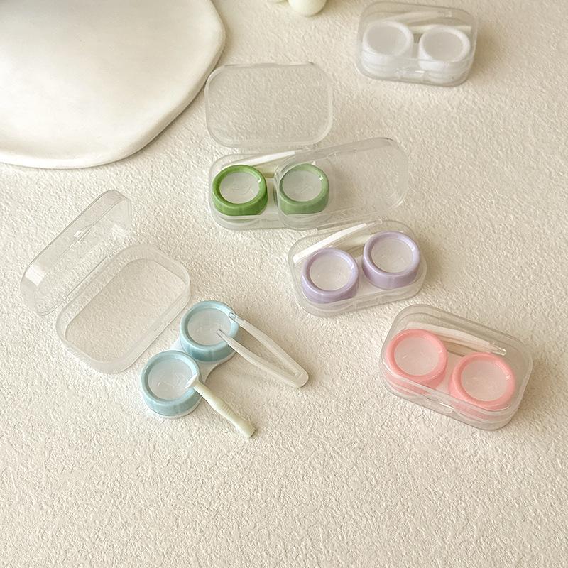 Contact Lens Holder with Tweezers Compact Transparent Plastic Case for Safe Hygienic Storage Anywhere